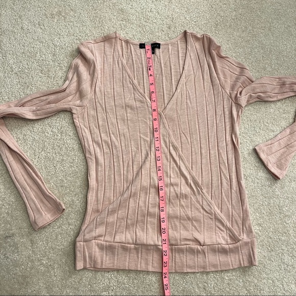 Sanctuary Pink Faux Wrap Knit Sweater Womens Large L Pink Blush Cotton Rayon - Picture 7 of 7